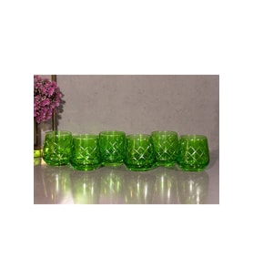 6 Parça Renkli Kristal Cam Bardak Seti 345 cc, Şık ve Dayanıklı Tasarım