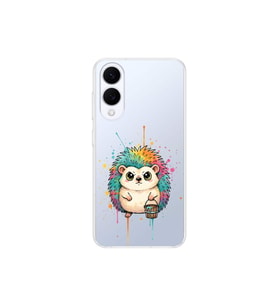 Samsung Galaxy S25 Edge ile Uyumlu Splash Kirpi Tasarımlı Şeffaf Silikon Kılıf
