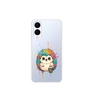 Samsung Galaxy S25 Edge ile Uyumlu Splash Kirpi Tasarımlı Şeffaf Silikon Kılıf