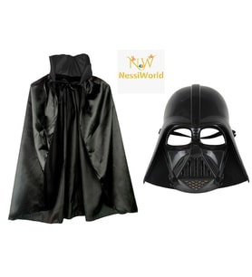 Çocuk Boy Yıldız Savaşları Darth Vader Maskesi ve 90 cm Pelerin Seti Siyah