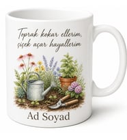 Bahçıvana Hediye Toprak Kokusu Çiçek Sulama Çim Biçme Bitki Budama Kupa Bardak