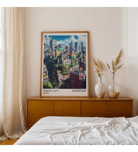 Japon Tokyo Şehir Posteri, Japon Duvar Sanatı, Japandi Duvar Sanatı