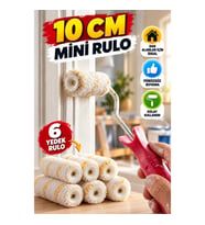 10 cm Mini Boya Rulosu Seti – 6 Yedek Rulolu Dar Alan Boyama Fırçası