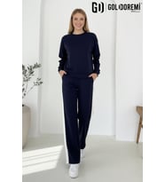 Gd Goldoremi 040 Modal Kadın Şerit Detaylı Kolları Manşetli Bol Kesim Eşofman Takım