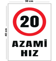 Metal Azami Hız 20 30 cm x 40 cm A3 Büyüklüğünde Uyarı Levhası Yönlendirme Tabelası