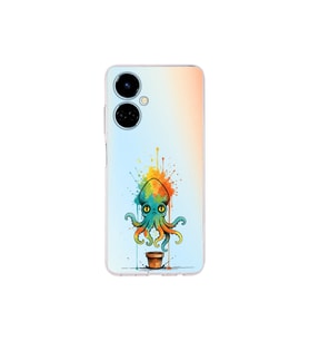 Tecno Camon 19 ile uyumlu Splash ahtapot tasarımlı şeffaf silikon kılıf