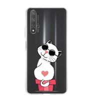Huawei Honor 20 Uyumlu Kapak Coolcat Tasarımlı Şeffaf Silikon Kılıf