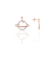 Gümüş rose zirkon taşlı satürn gezegen küpe SGTL12657ROSE
