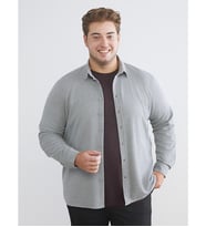 LCW Vision Gri Büyük Beden Slim Fit Uzun Kollu Erkek Gömlek