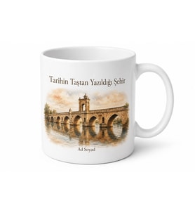 Edirne Tarihi Köprü Temalı Kupa Bardak - Özel Tasarım Hediye Porselen Mug