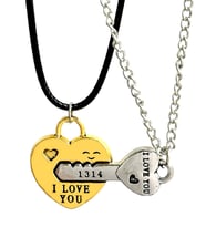 Mıknatıslı Kalp ve Anahtar I Love You 1314 Çift Kolyesi bbk52 (Metal)
