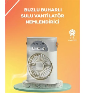 Mini Klima Fan  Usb'li, 7 Renk Gece Işığı, 3'ü 1 Arada Fonksiyon