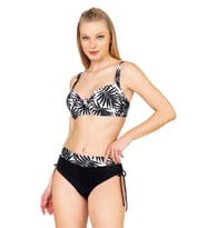 Endeep Kadın Büyük Beden Balenli Destekli Yaprak Desenli Bikini Takımı