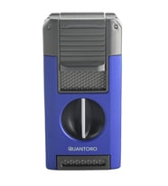 Quantoro Çift Torch Pürmüz V-Cut/Delicili/İğneli Mavi-Gunmetal Metal Puro Çakmağı - TRZ1093