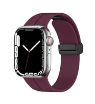 Apple Watch 7/8/9 41mm Kordon Magnetli Ayarlanır Silikon Kordon (Mor)