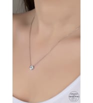 SWAROVSKİ CRYSTAL TEK TAŞ  925 AYAR GÜMÜŞ KOLYE