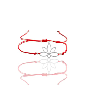 Gümüş lotus  yaşam  çiçeği kırmızı ipli bileklik SGTL12059RODAJ