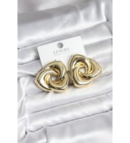Pirinç Gold Renk Geometrik Vintage Kadın Küpe