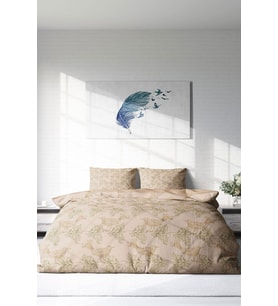 Çift Kişilik ( Lastikli Çarşaflı ) %100 Pamuk Saten Nevresim Takımı Bird Desing