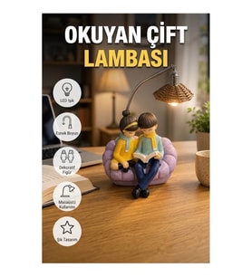 Okuyan Çift Figürlü Dekoratif LED Gece Lambası Reçine Masa Lambası