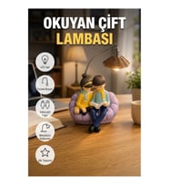 Okuyan Çift Figürlü Dekoratif LED Gece Lambası Reçine Masa Lambası