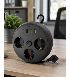 Akım Korumalı Çoklu Priz 3 Priz 3 Usb 1 Type C 2 Metre Kablo Güvenli Şarj