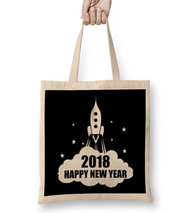 Happy New Year Rocket 2018 Year of the Dog Bez Çanta Uzun Saplı