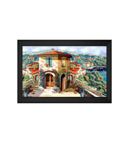 Manzara Temalı Kanvas Tablo 80 x 110 cm Siyah Çerçeve