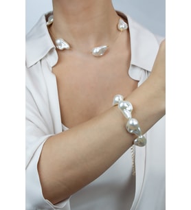 Barok İnci Choker Kolye Bileklik Set