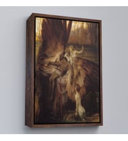 Çerçeveli İkarus İçin Ağlayan Melekler Tablosu - Lament For Icarus (Kahverengi)