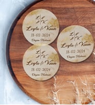 Düğün Hatırası Ahşap Magnet Nikah Şekeri - Nişan Şekeri - Söz Şekeri 7 cm