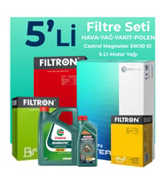 Filtron Fiat Doblo 1.6 Dizel Filtre Bakım Seti Castrol Motor Yağlı (2010-2015) 5 Li