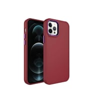 Apple iPhone 12 Pro Max Uyumlu Kılıf Metal Çerçeve ve Buton Tasarımlı Sert Zore Botox Kapak (Koyu Mor)