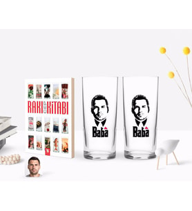 BK Gift Kişiye Özel Renkli Baskılı Godfather Baba Tasarımlı İkili Rakı Bardağı ve Rakı Cep Kitabı Hediye Seti-13 (Model 1)