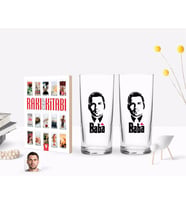 BK Gift Kişiye Özel Renkli Baskılı Godfather Baba Tasarımlı İkili Rakı Bardağı ve Rakı Cep Kitabı Hediye Seti-13 (Model 1)