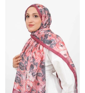 Luissa Soft Şal Gül Desen Bordo