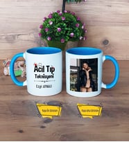 Acil Tıp Teknisyeni Kupa Bardak Mavi Fotoğraflı Tıp Bayramı Hediyesi