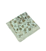 Mim Eşarp Prime Pamuk Çiçek Desenli Eşarp 90x90 cm (Bej-Kahve)