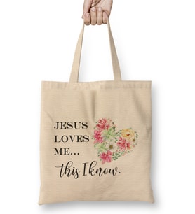 Jesus Loves Me This i Know Bez Çanta Uzun Saplı