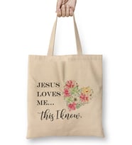 Jesus Loves Me This i Know Bez Çanta Uzun Saplı