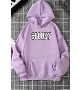 Unisex Spooky Baskılı Sweatshirt (Lila)