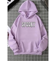 Unisex Spooky Baskılı Sweatshirt (Lila)
