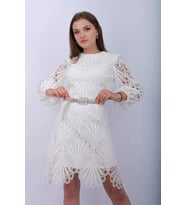 QL ACCESSORY Taşlı Kemer (Çizgili Krem)