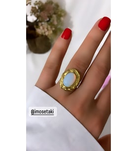 ÇELİK AYARLANABİLİR DOĞAL TAŞLI SEDEF TAŞLI YÜZÜK (Gold)