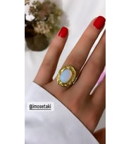 ÇELİK AYARLANABİLİR DOĞAL TAŞLI SEDEF TAŞLI YÜZÜK (Gold)