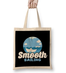 Funny Smooth Sailing Nautical Boating Sailor Bez Çanta Uzun Saplı