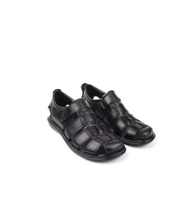 Castle Black 8520 Erkek Deri Comfort Sandalet (Siyah)