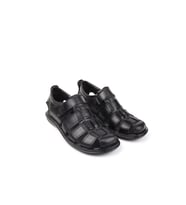 Castle Black 8520 Erkek Deri Comfort Sandalet (Siyah)