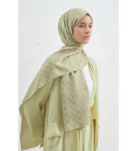 Elegance J.İpek Pamuk Dama Şal - 75 x 195 (Açık Vizon)