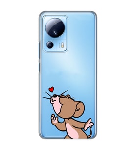 Xiaomi Mi 13 Lite Uyumlu Tom ve Jerry Öpücük Desenli Şeffaf Telefon Kılıfı
